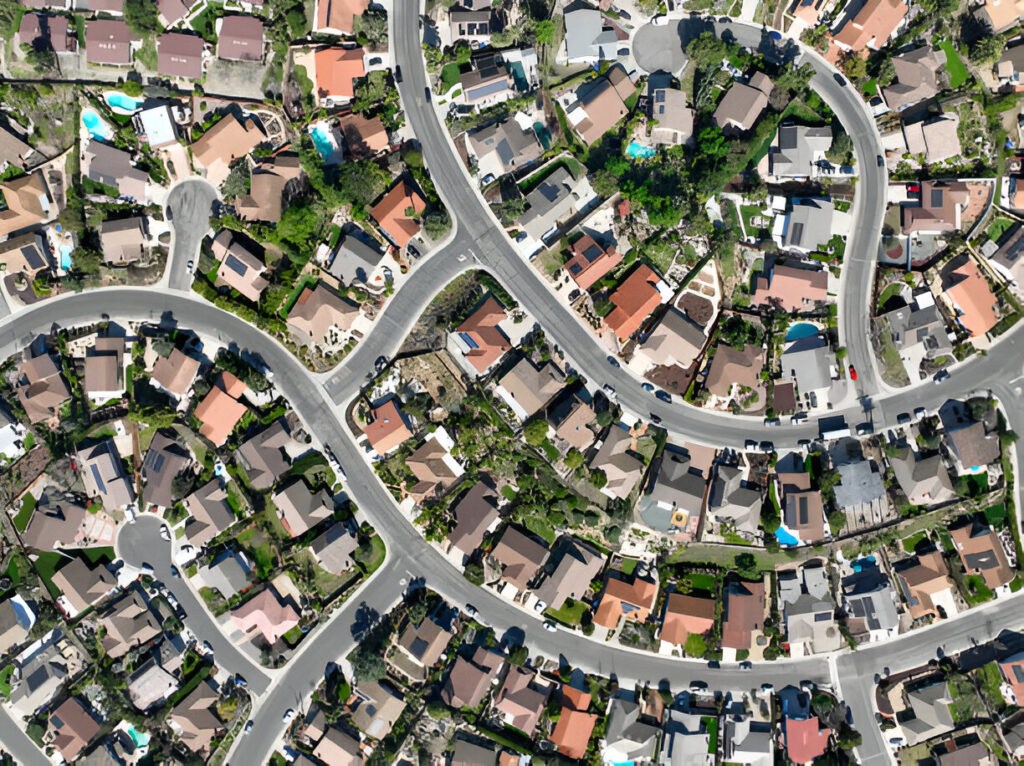 Mountain House, CA, aerial view featuring modern residential neighborhoods and real estate investment opportunities.